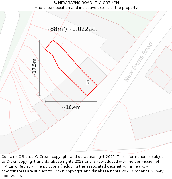5, NEW BARNS ROAD, ELY, CB7 4PN: Plot and title map