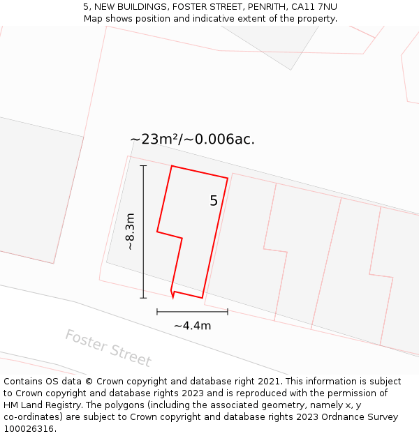 5, NEW BUILDINGS, FOSTER STREET, PENRITH, CA11 7NU: Plot and title map