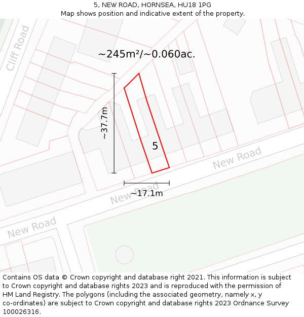 5, NEW ROAD, HORNSEA, HU18 1PG: Plot and title map