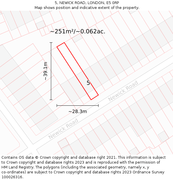 5, NEWICK ROAD, LONDON, E5 0RP: Plot and title map