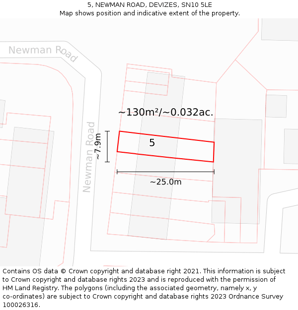 5, NEWMAN ROAD, DEVIZES, SN10 5LE: Plot and title map