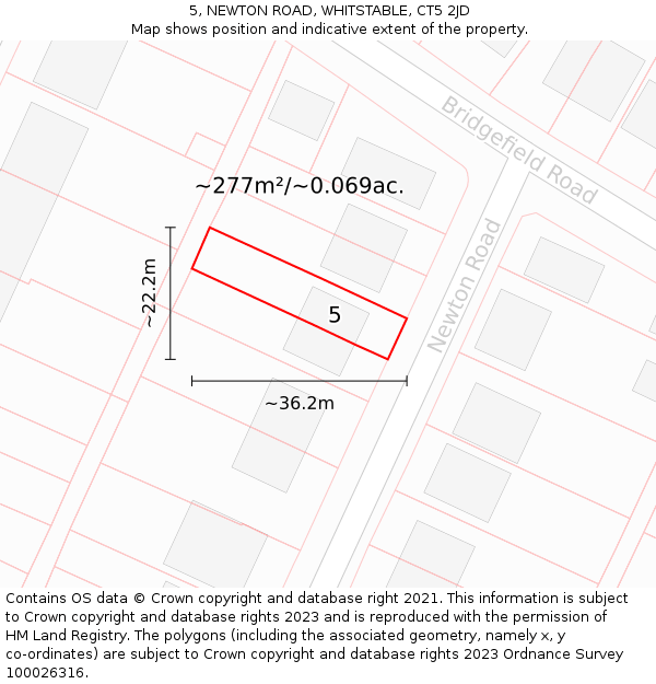 5, NEWTON ROAD, WHITSTABLE, CT5 2JD: Plot and title map
