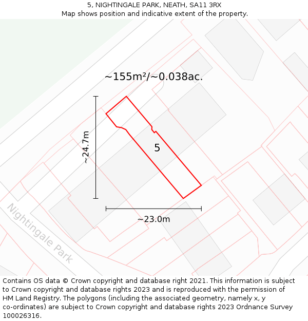 5, NIGHTINGALE PARK, NEATH, SA11 3RX: Plot and title map