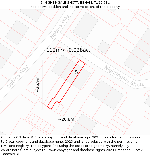 5, NIGHTINGALE SHOTT, EGHAM, TW20 9SU: Plot and title map