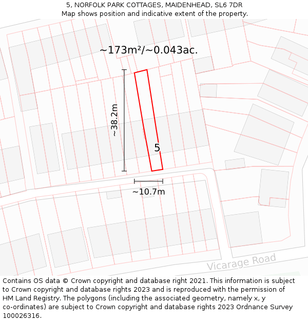 5, NORFOLK PARK COTTAGES, MAIDENHEAD, SL6 7DR: Plot and title map