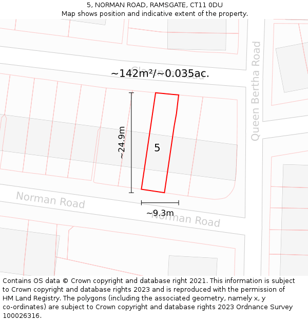 5, NORMAN ROAD, RAMSGATE, CT11 0DU: Plot and title map
