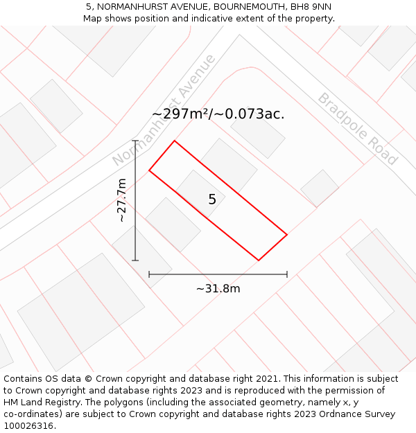 5, NORMANHURST AVENUE, BOURNEMOUTH, BH8 9NN: Plot and title map