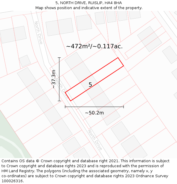 5, NORTH DRIVE, RUISLIP, HA4 8HA: Plot and title map