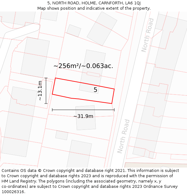 5, NORTH ROAD, HOLME, CARNFORTH, LA6 1QJ: Plot and title map