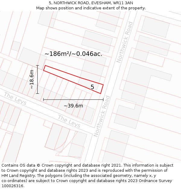 5, NORTHWICK ROAD, EVESHAM, WR11 3AN: Plot and title map