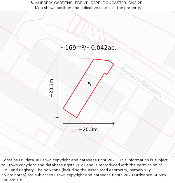5, NURSERY GARDENS, EDENTHORPE, DONCASTER, DN3 2BL: Plot and title map
