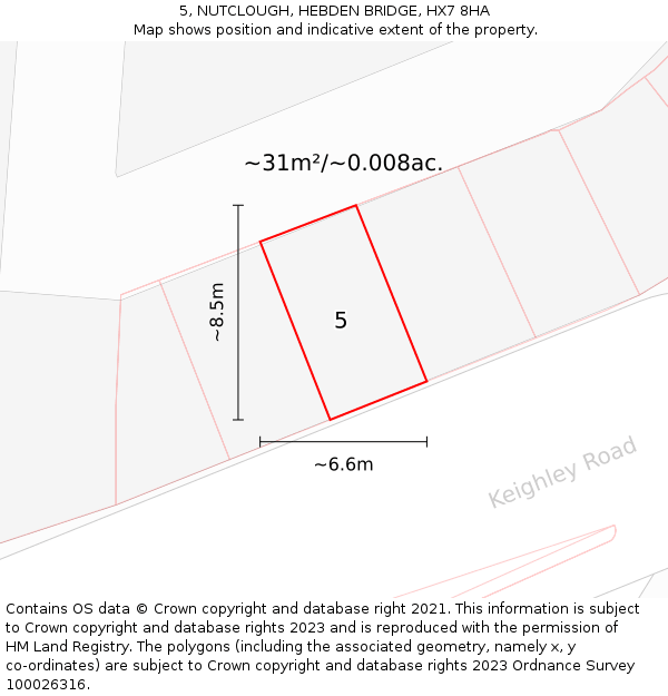 5, NUTCLOUGH, HEBDEN BRIDGE, HX7 8HA: Plot and title map