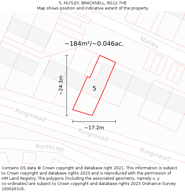 5, NUTLEY, BRACKNELL, RG12 7HE: Plot and title map