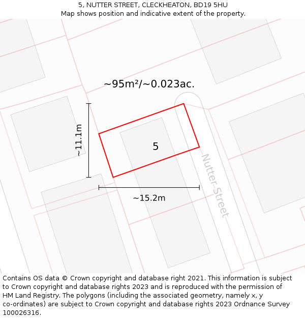 5, NUTTER STREET, CLECKHEATON, BD19 5HU: Plot and title map