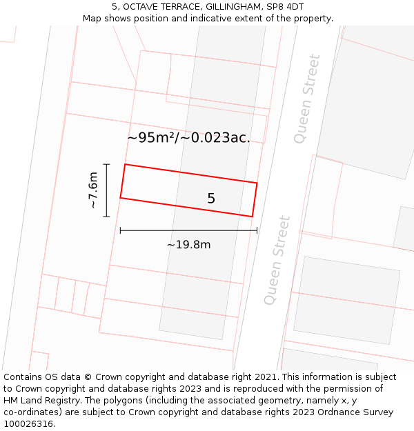 5, OCTAVE TERRACE, GILLINGHAM, SP8 4DT: Plot and title map