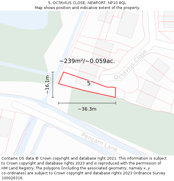 5, OCTAVIUS CLOSE, NEWPORT, NP10 8QL: Plot and title map