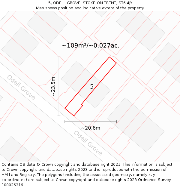 5, ODELL GROVE, STOKE-ON-TRENT, ST6 4JY: Plot and title map
