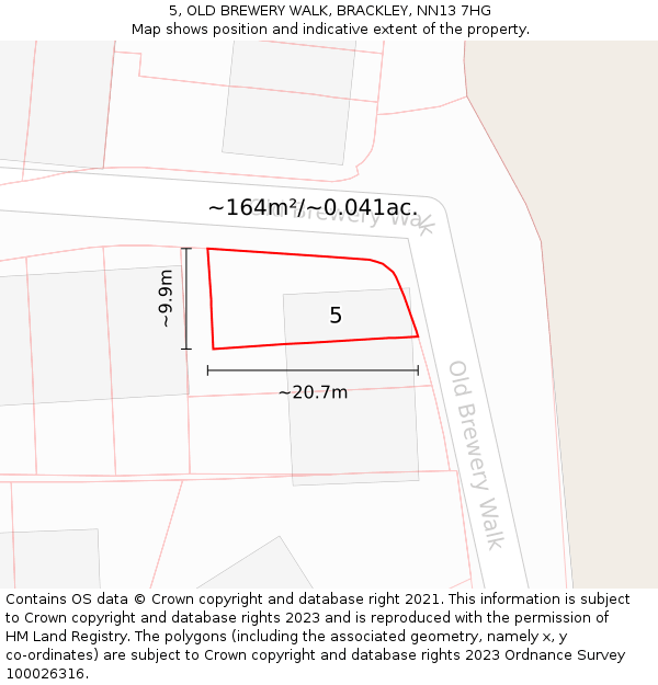 5, OLD BREWERY WALK, BRACKLEY, NN13 7HG: Plot and title map