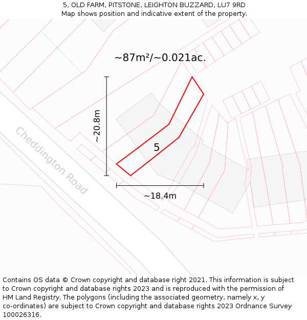 5, OLD FARM, PITSTONE, LEIGHTON BUZZARD, LU7 9RD: Plot and title map