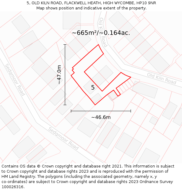 5, OLD KILN ROAD, FLACKWELL HEATH, HIGH WYCOMBE, HP10 9NR: Plot and title map