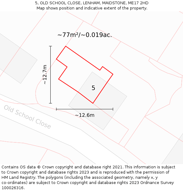 5, OLD SCHOOL CLOSE, LENHAM, MAIDSTONE, ME17 2HD: Plot and title map