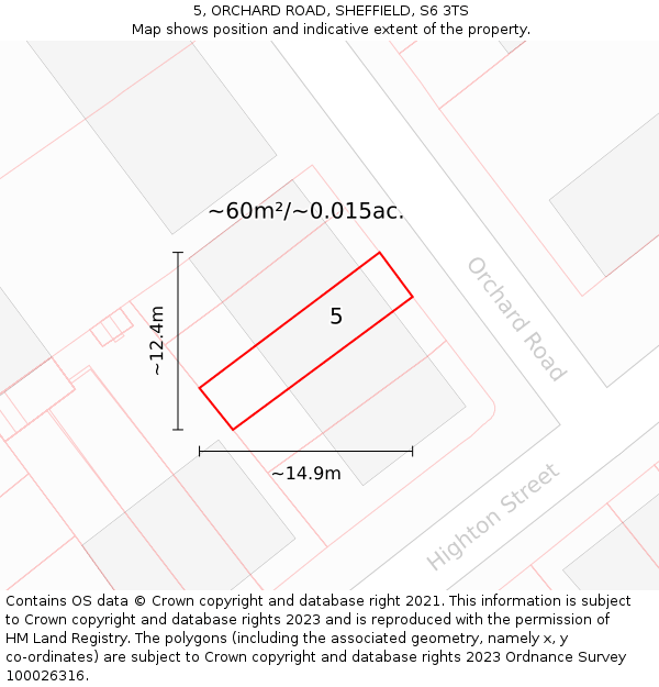 5, ORCHARD ROAD, SHEFFIELD, S6 3TS: Plot and title map