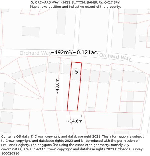 5, ORCHARD WAY, KINGS SUTTON, BANBURY, OX17 3PY: Plot and title map
