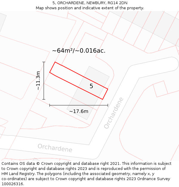 5, ORCHARDENE, NEWBURY, RG14 2DN: Plot and title map