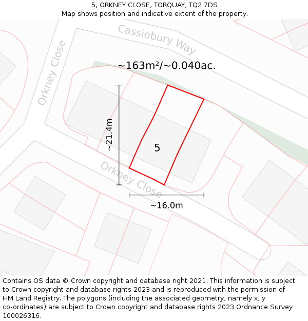 5, ORKNEY CLOSE, TORQUAY, TQ2 7DS: Plot and title map