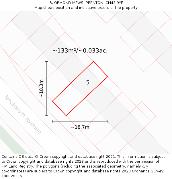 5, ORMOND MEWS, PRENTON, CH43 9YE: Plot and title map