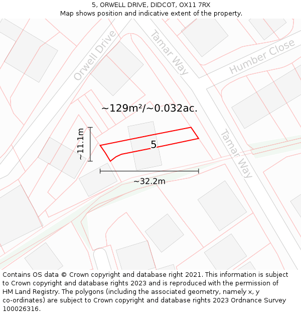 5, ORWELL DRIVE, DIDCOT, OX11 7RX: Plot and title map