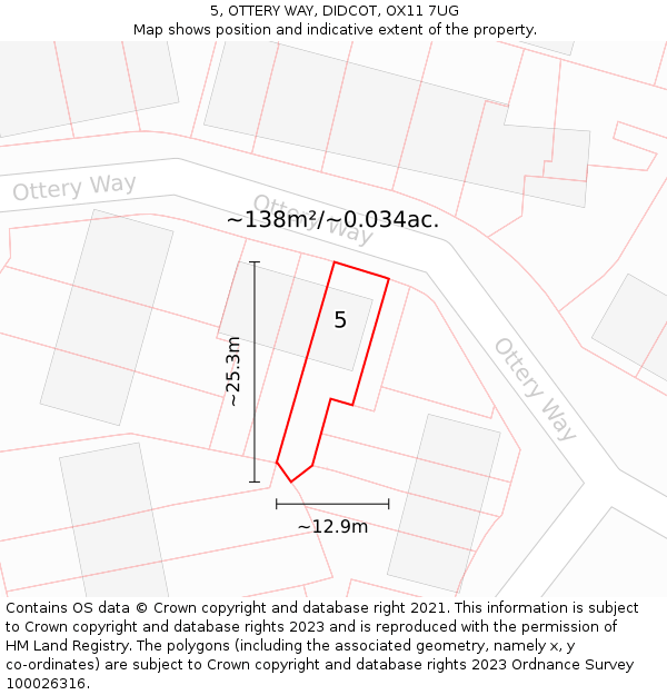 5, OTTERY WAY, DIDCOT, OX11 7UG: Plot and title map