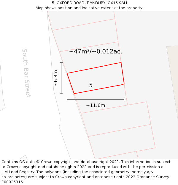 5, OXFORD ROAD, BANBURY, OX16 9AH: Plot and title map