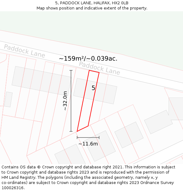 5, PADDOCK LANE, HALIFAX, HX2 0LB: Plot and title map
