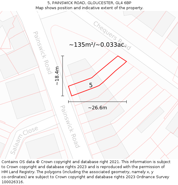 5, PAINSWICK ROAD, GLOUCESTER, GL4 6BP: Plot and title map