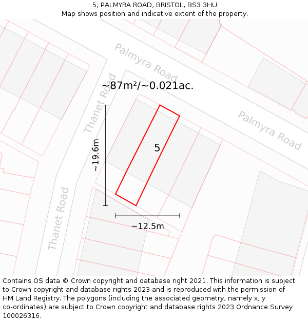5, PALMYRA ROAD, BRISTOL, BS3 3HU: Plot and title map