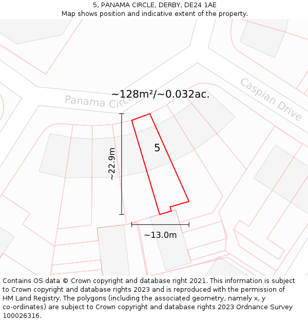 5, PANAMA CIRCLE, DERBY, DE24 1AE: Plot and title map
