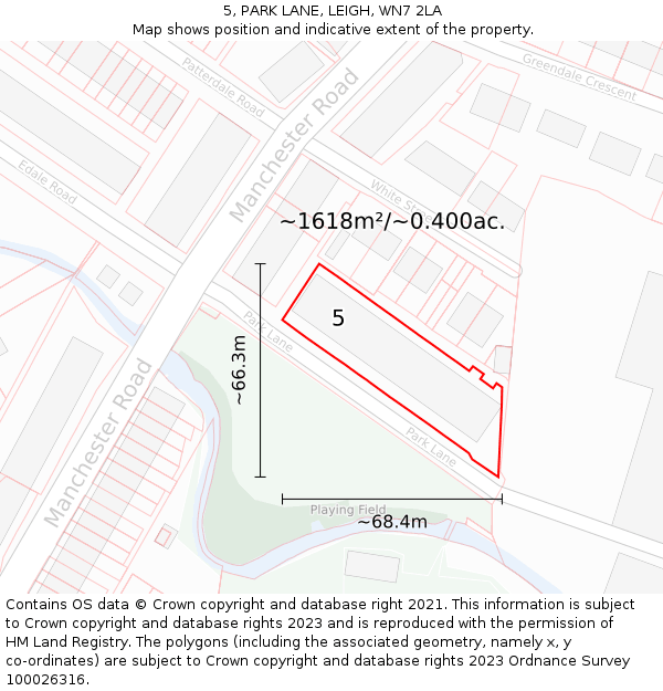 5, PARK LANE, LEIGH, WN7 2LA: Plot and title map