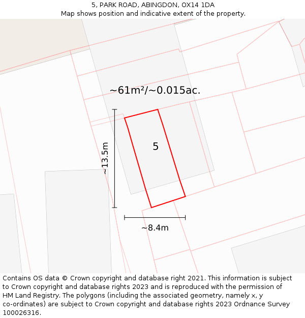 5, PARK ROAD, ABINGDON, OX14 1DA: Plot and title map