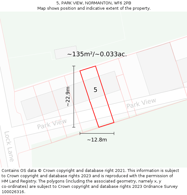 5, PARK VIEW, NORMANTON, WF6 2PB: Plot and title map