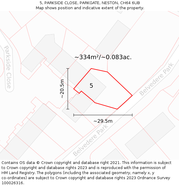 5, PARKSIDE CLOSE, PARKGATE, NESTON, CH64 6UB: Plot and title map