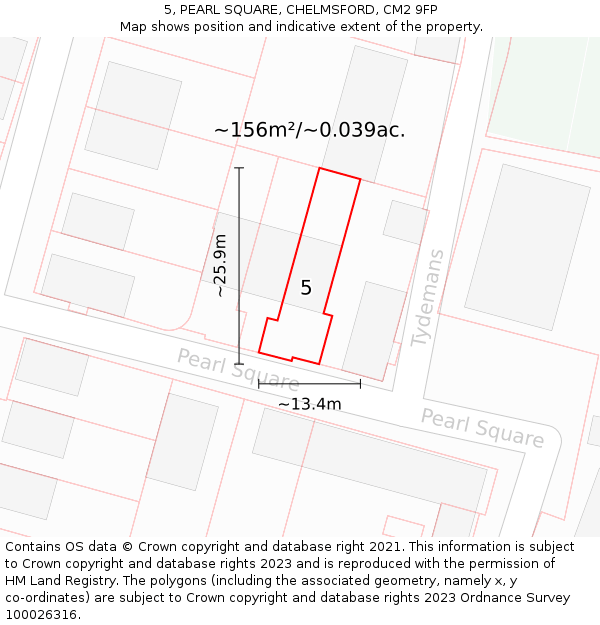 5, PEARL SQUARE, CHELMSFORD, CM2 9FP: Plot and title map