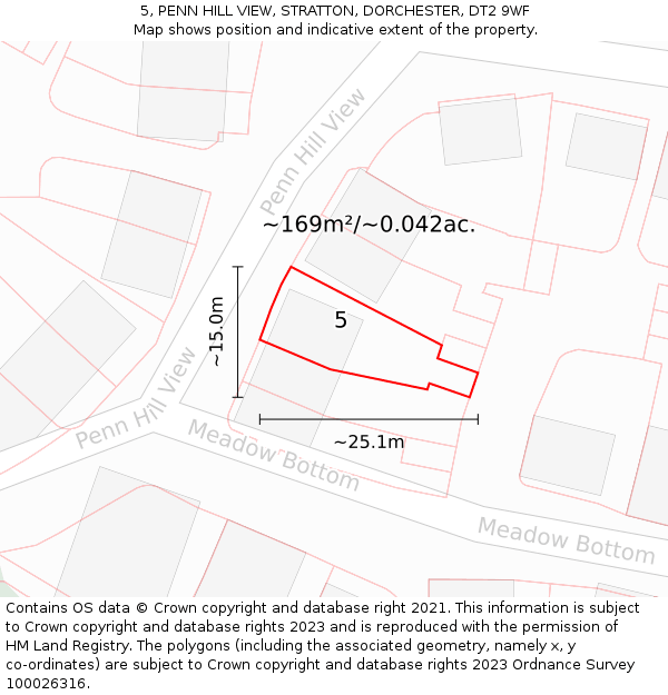 5, PENN HILL VIEW, STRATTON, DORCHESTER, DT2 9WF: Plot and title map
