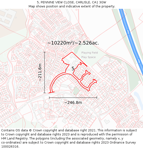 5, PENNINE VIEW CLOSE, CARLISLE, CA1 3GW: Plot and title map