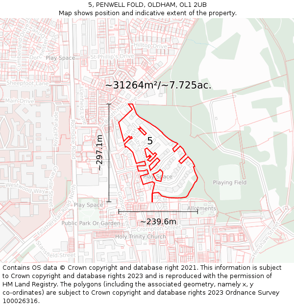 5, PENWELL FOLD, OLDHAM, OL1 2UB: Plot and title map