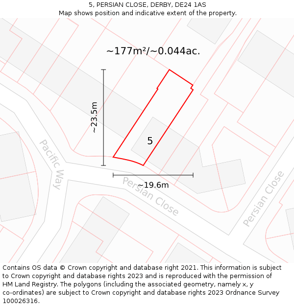5, PERSIAN CLOSE, DERBY, DE24 1AS: Plot and title map