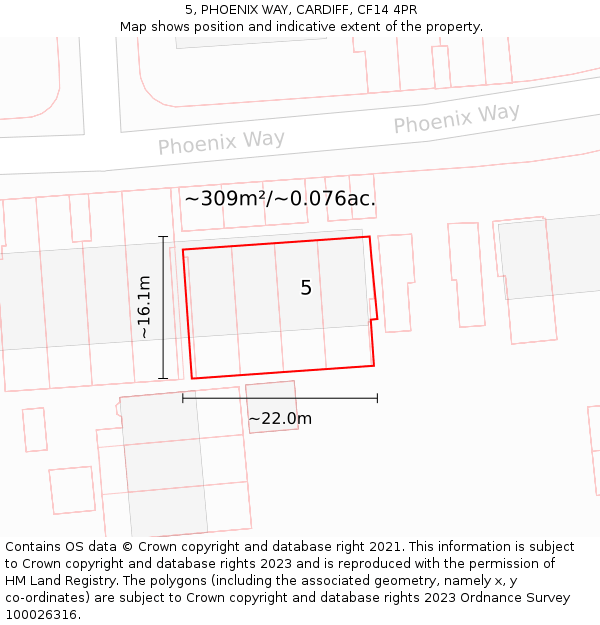 5, PHOENIX WAY, CARDIFF, CF14 4PR: Plot and title map