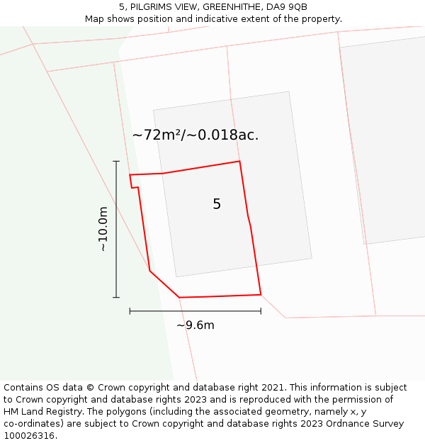 5, PILGRIMS VIEW, GREENHITHE, DA9 9QB: Plot and title map