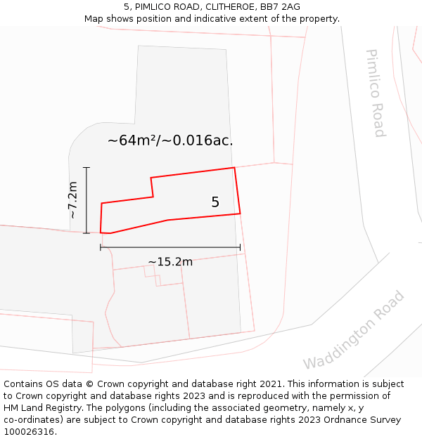 5, PIMLICO ROAD, CLITHEROE, BB7 2AG: Plot and title map
