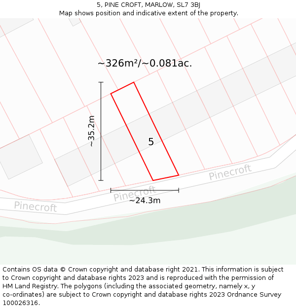 5, PINE CROFT, MARLOW, SL7 3BJ: Plot and title map